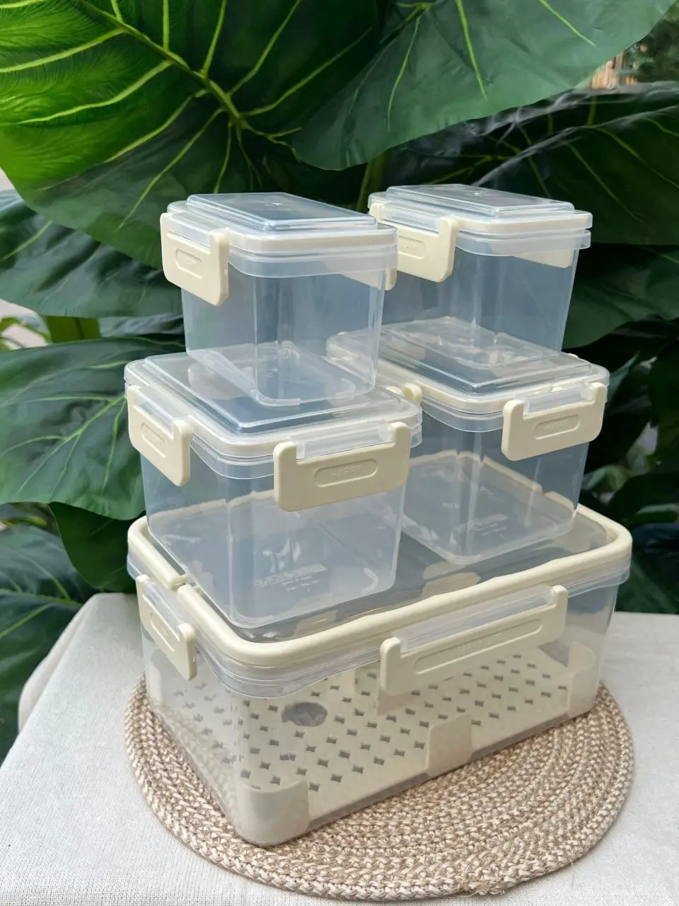 طقم علب تلاجة 5 قطع بلاستيك