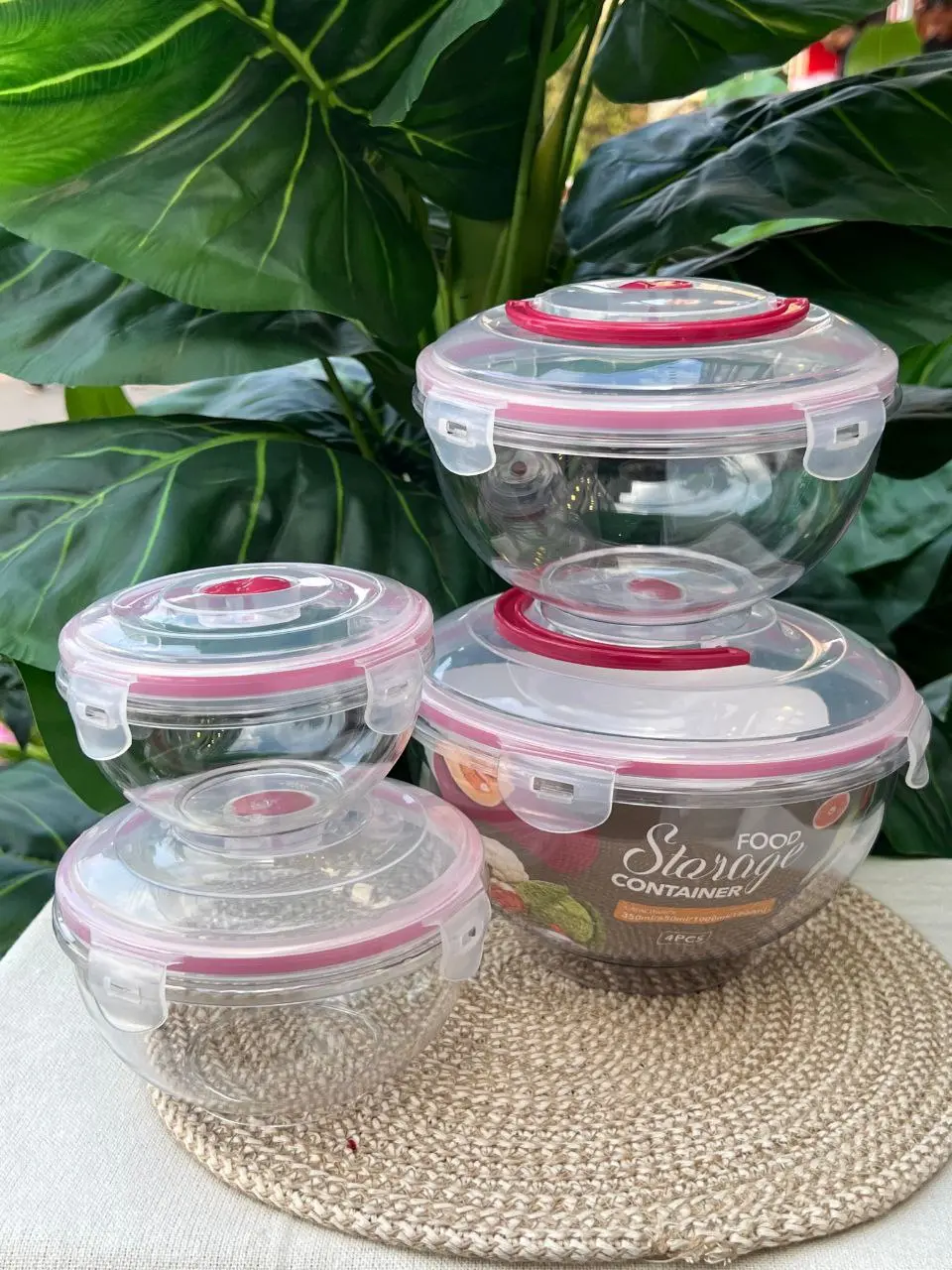 طقم علب تلاجة مدور 4 قطع للتخزين صورة رقم 3