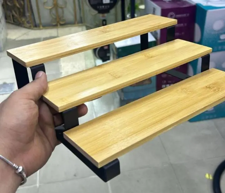 سلم توابل خشب برجلين معدن صورة رقم 3