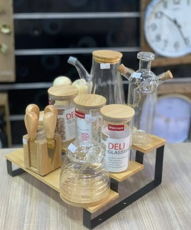 سلم توابل خشب برجلين معدن صورة رقم 2