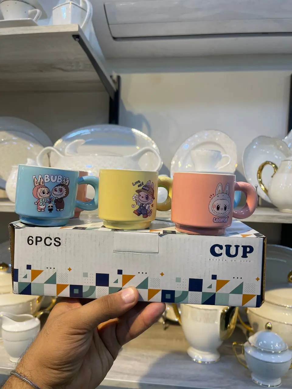 طقم مج شاي و قهوه labubu ثلاث موديلات صورة رقم 4